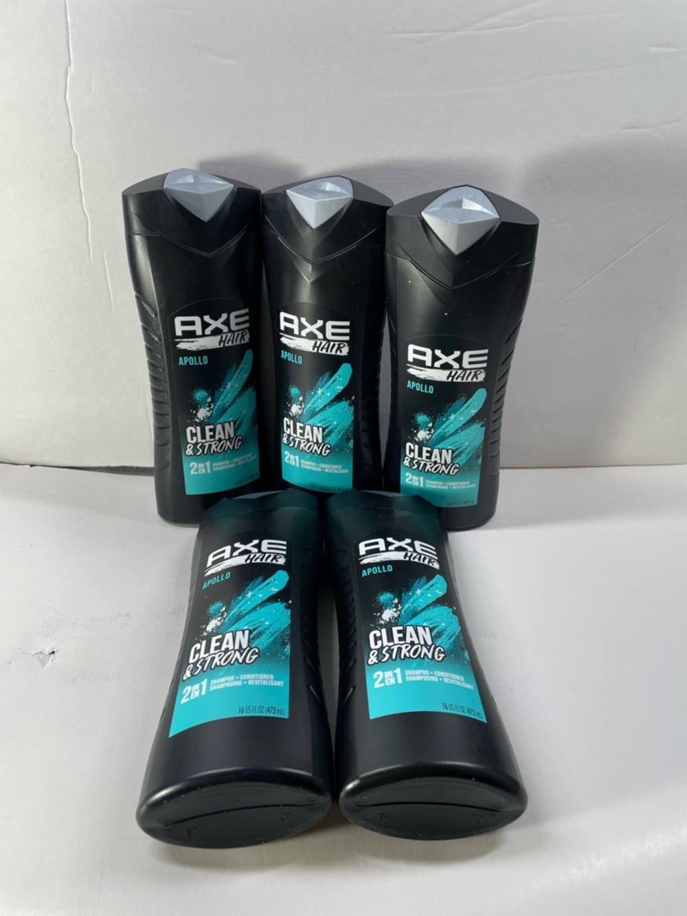 AXE Apollo Clean & Strong 2-in-1 Shampoo + Conditioner 473ml 16 oz lot of 5